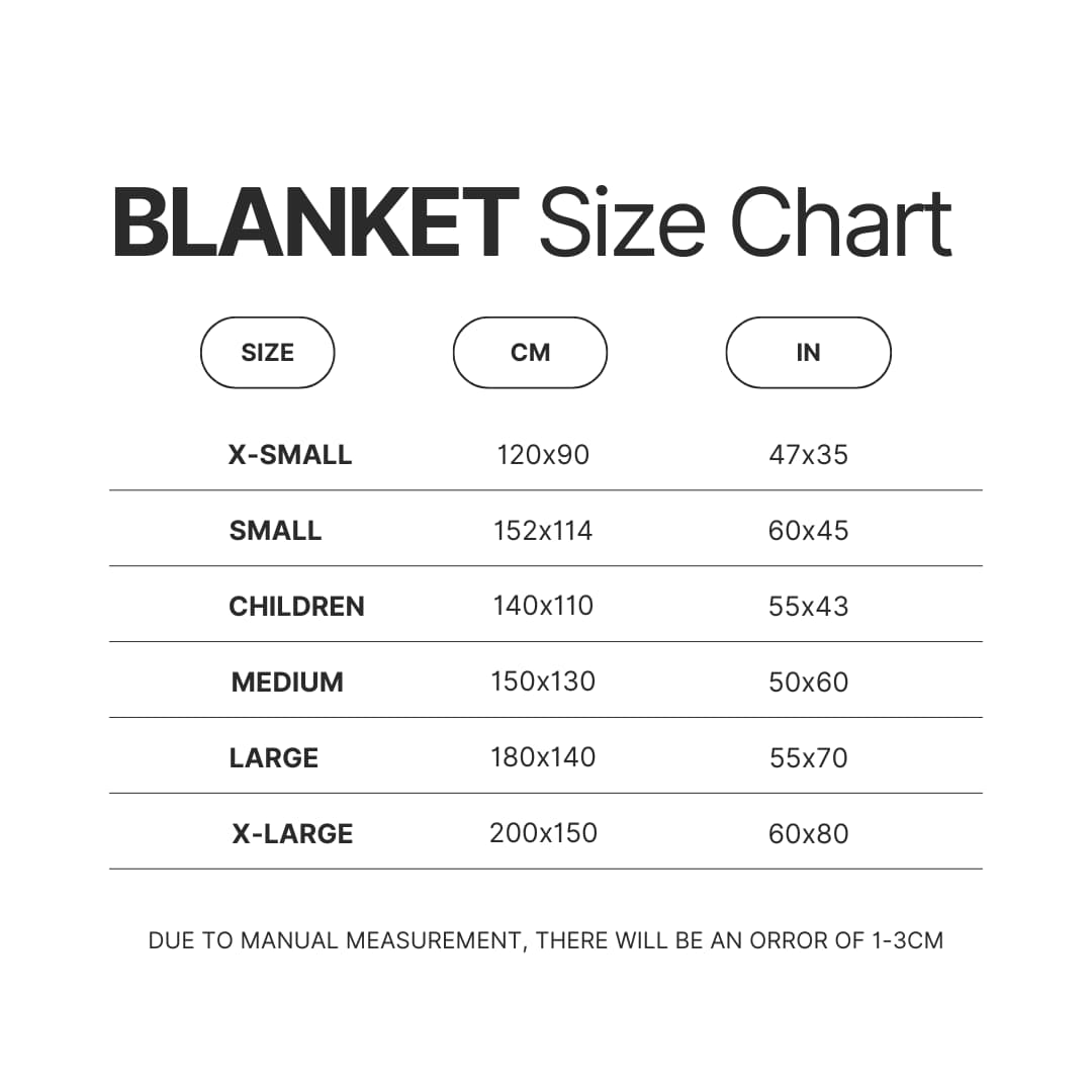 Blanket Size Chart - Food Wars Merch